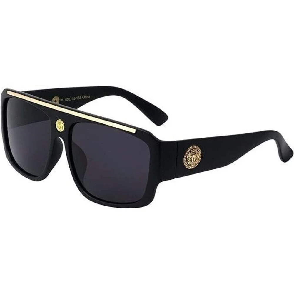 Large Thick Oversized Lion Head Flat Top Hip Hop Rapper Retro Fashion Sunglasses